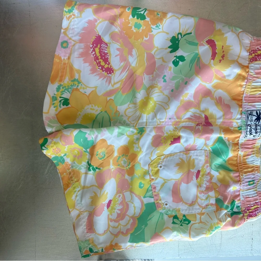 Janie and Jack Pastel Floral Swim Shorts UPF 50 - Picture 4 of 6